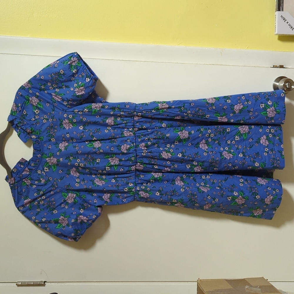J.crew Factory floral puff sleeve bow tie mini dress with pockets sz 2